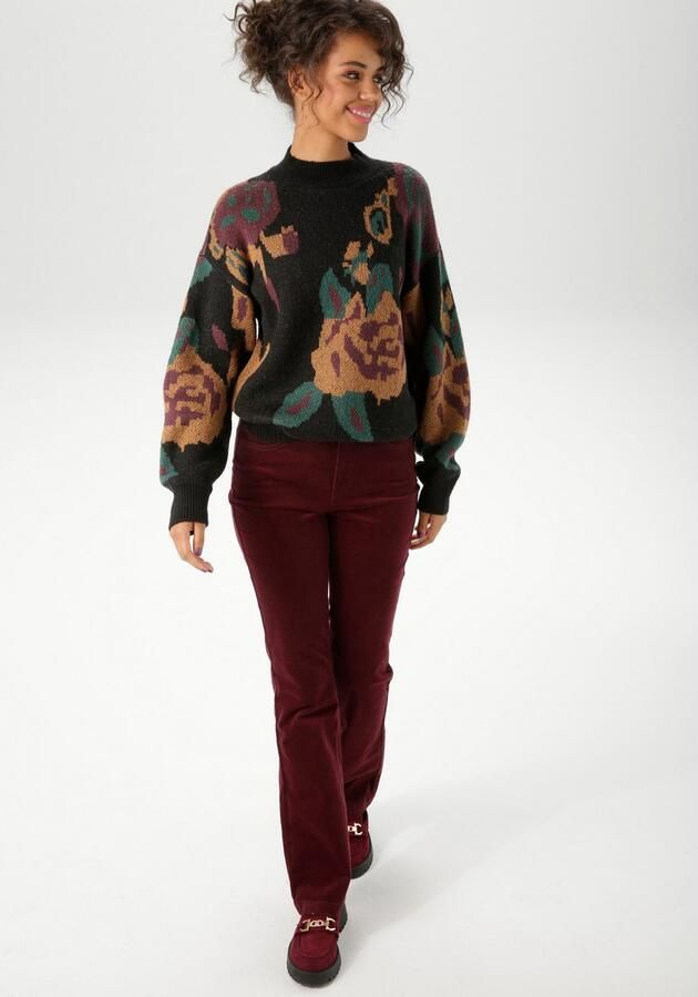 Aniston CASUAL Gebreide trui met grote ingebreide bloe nieuwe collectie - Foto 5