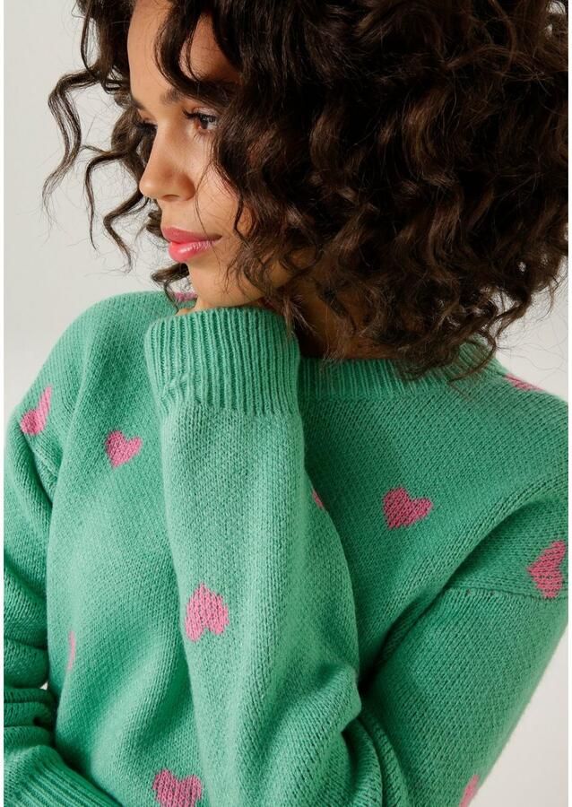 Aniston CASUAL Gebreide trui met ingebrachte hartjes - Foto 2