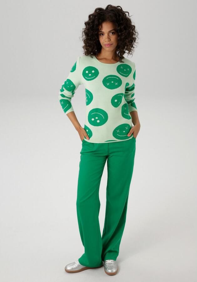 Aniston CASUAL Gebreide trui met ingebrachte smileys - Foto 5