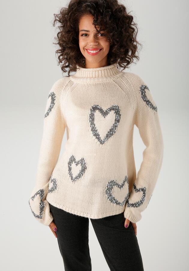 Aniston CASUAL Gebreide trui met ingebreide harten nieuwe collectie - Foto 7