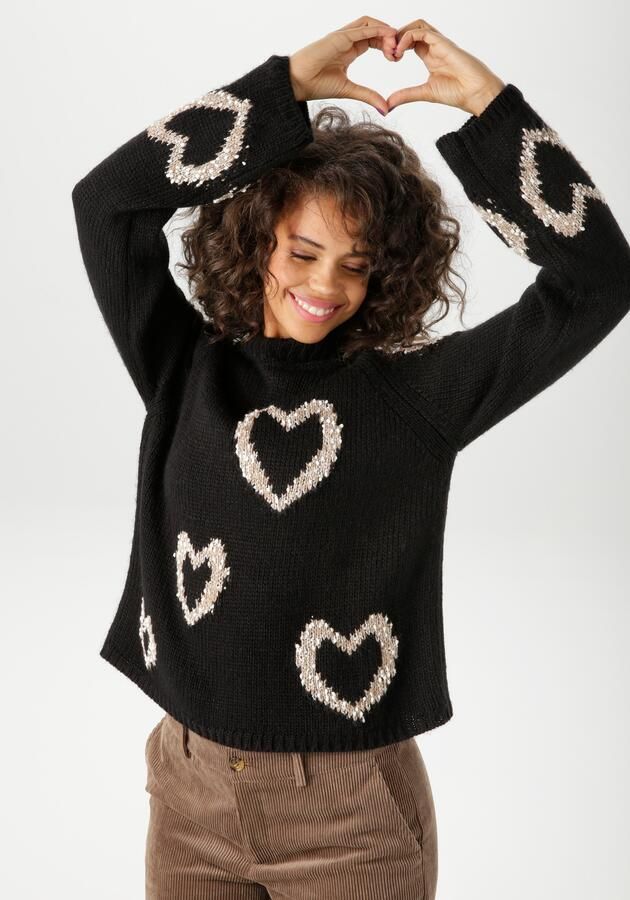 Aniston CASUAL Gebreide trui met ingebreide harten nieuwe collectie - Foto 7