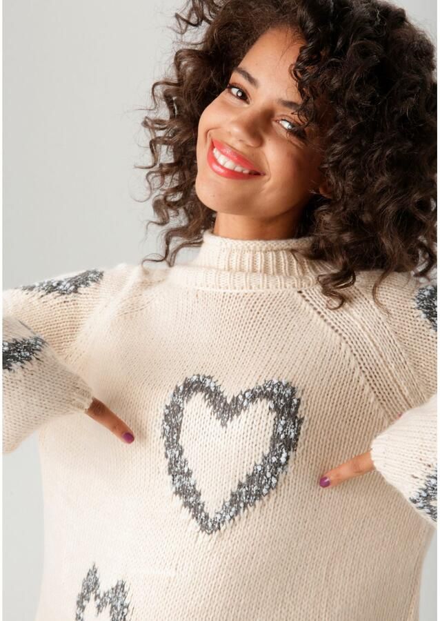 Aniston CASUAL Gebreide trui met ingebreide harten nieuwe collectie - Foto 3