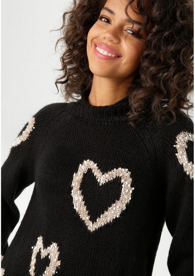 Aniston CASUAL Gebreide trui met ingebreide harten nieuwe collectie - Foto 3