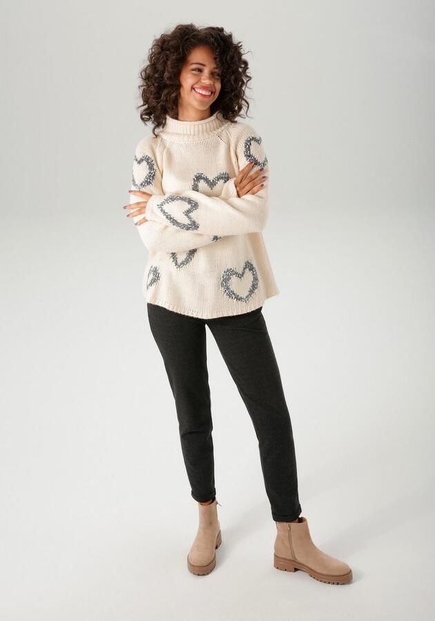 Aniston CASUAL Gebreide trui met ingebreide harten nieuwe collectie - Foto 5