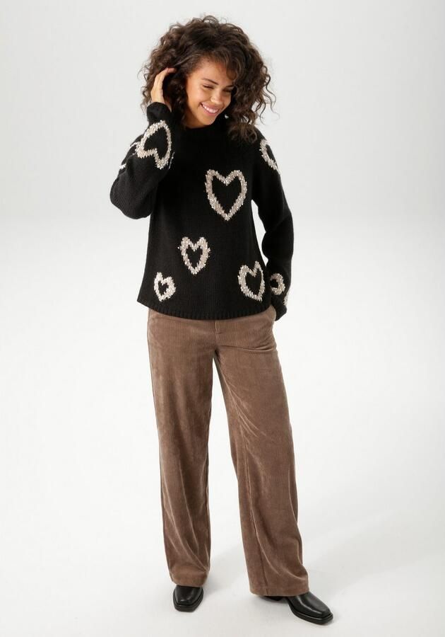 Aniston CASUAL Gebreide trui met ingebreide harten nieuwe collectie - Foto 5