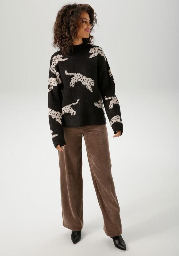 Aniston CASUAL Gebreide trui met ingebreide luipaarden nieuwe collectie - Foto 6