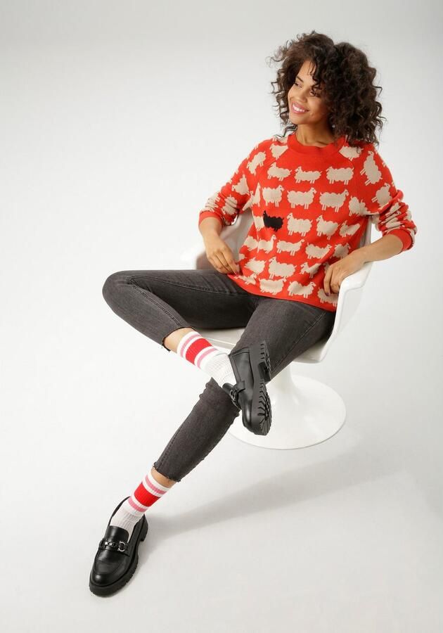 Aniston CASUAL Gebreide trui met ingebreide schapen nieuwe collectie - Foto 5