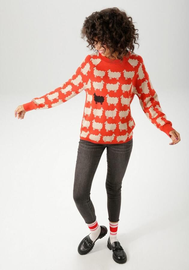 Aniston CASUAL Gebreide trui met ingebreide schapen nieuwe collectie - Foto 6