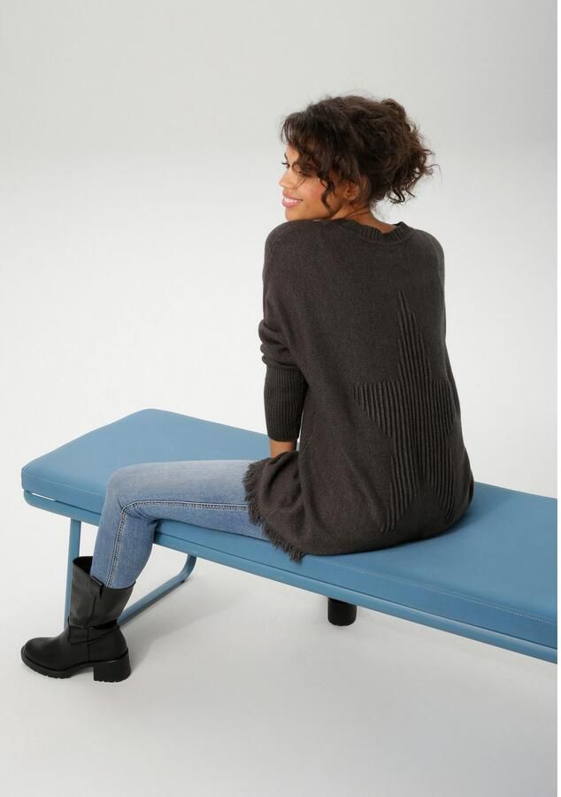 Aniston CASUAL Gebreide trui met ingebreide ster op de rug nieuwe collectie - Foto 4