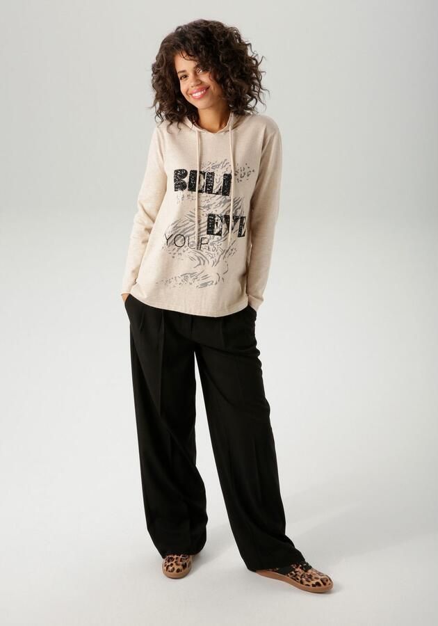 Aniston CASUAL Gebreide trui met pailletten-opschrift versierd voorpand nieuwe collectie - Foto 6