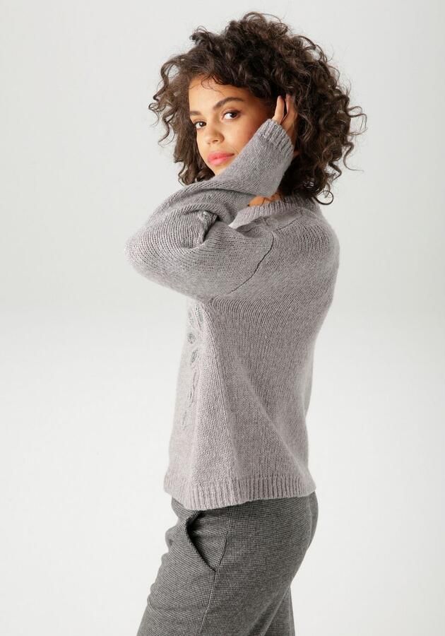 Aniston CASUAL Gebreide trui met pailletten versierde bloem-applicaties nieuwe collectie - Foto 5