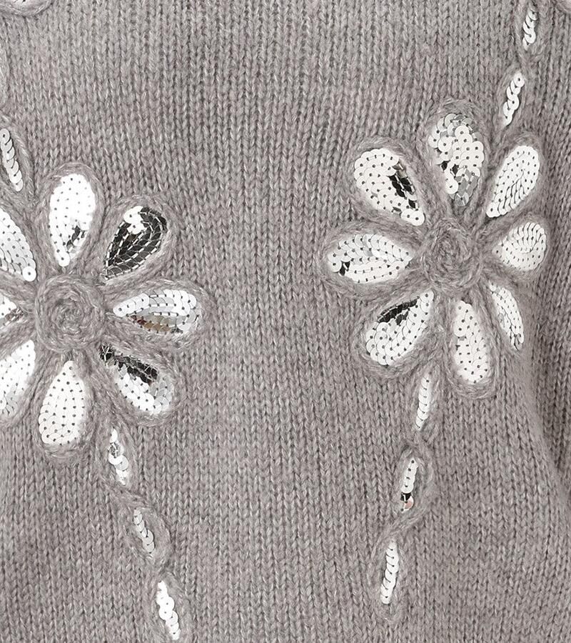 Aniston CASUAL Gebreide trui met pailletten versierde bloem-applicaties nieuwe collectie