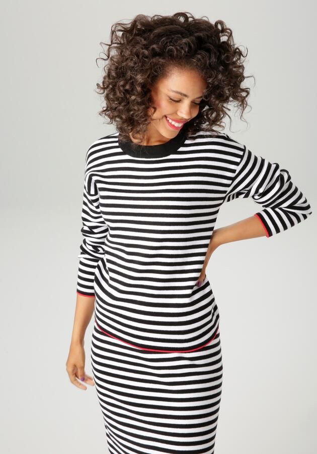 Aniston CASUAL Gebreide trui met rode kleuraccenten op de zoom en de mouwen nieuwe collectie - Foto 9