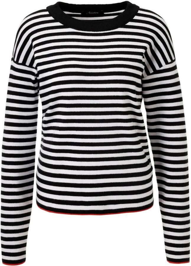 Aniston CASUAL Gebreide trui met rode kleuraccenten op de zoom en de mouwen nieuwe collectie - Foto 2