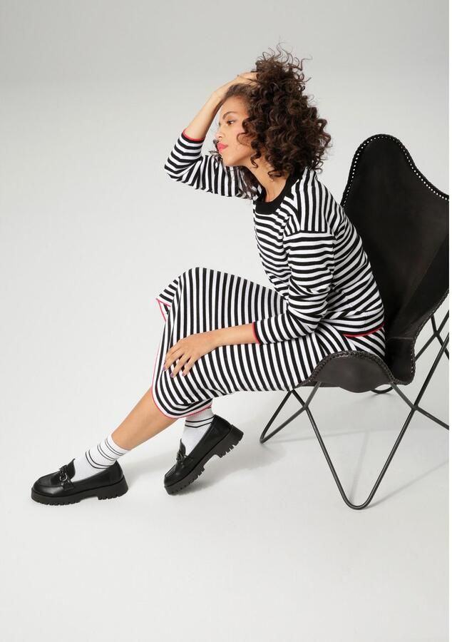 Aniston CASUAL Gebreide trui met rode kleuraccenten op de zoom en de mouwen nieuwe collectie - Foto 4