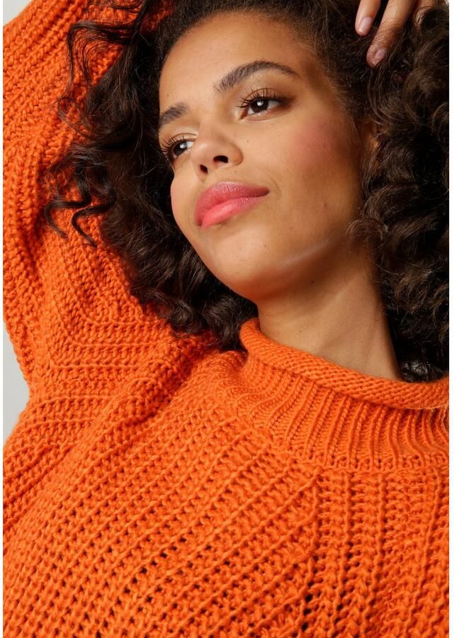 Aniston CASUAL Gebreide trui met rolrand aan de staande kraag - Foto 3