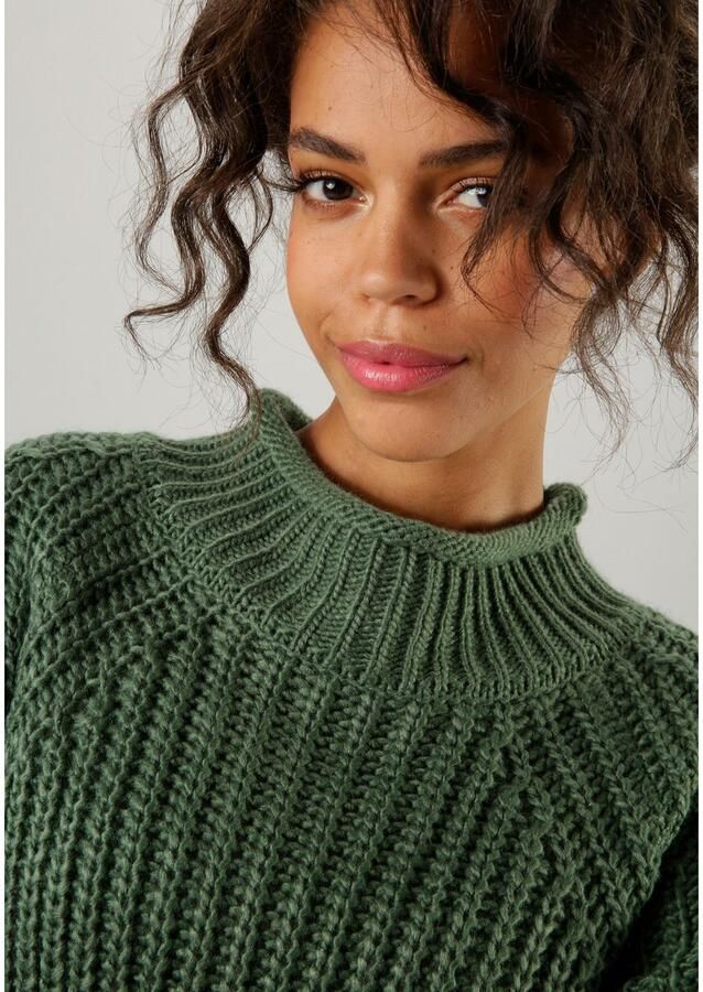 Aniston CASUAL Gebreide trui met rolrand aan de staande kraag - Foto 3