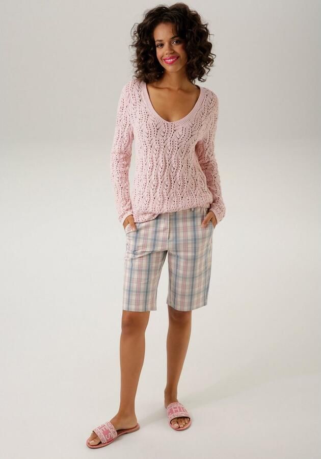 Aniston CASUAL Gebreide trui met trendy ajour-patroon - Foto 4