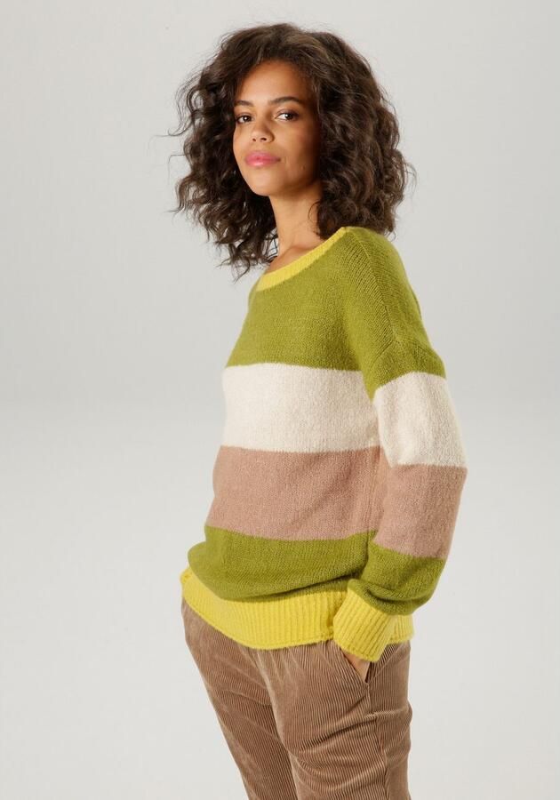 Aniston CASUAL Gebreide trui met trendy gekleurde brede strepen - Foto 4