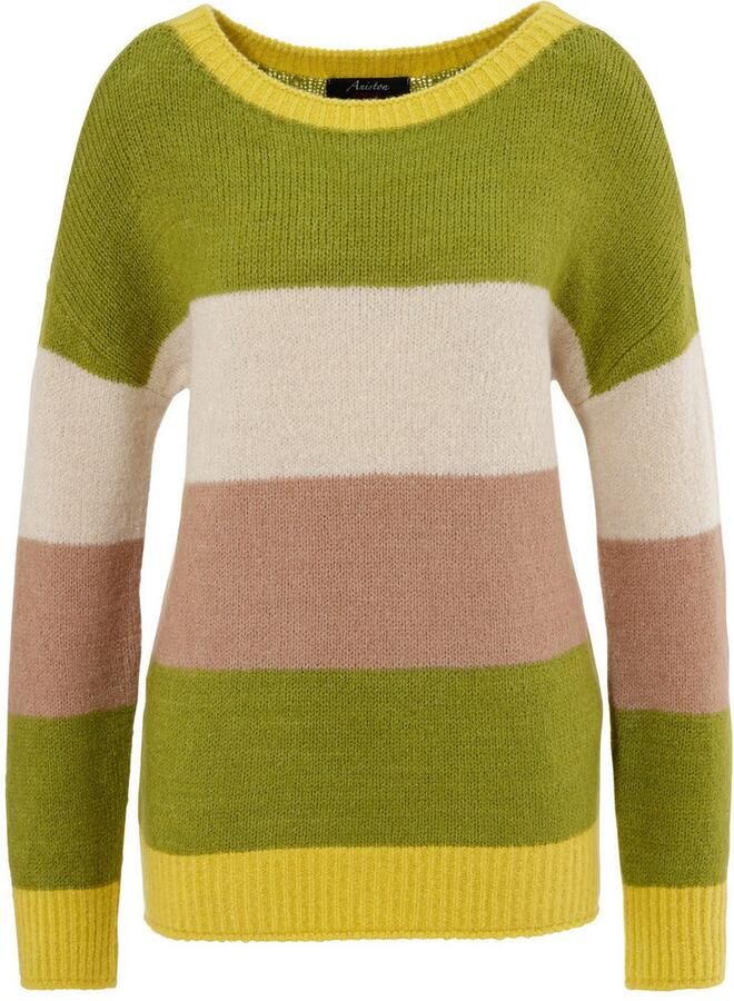 Aniston CASUAL Gebreide trui met trendy gekleurde brede strepen - Foto 2