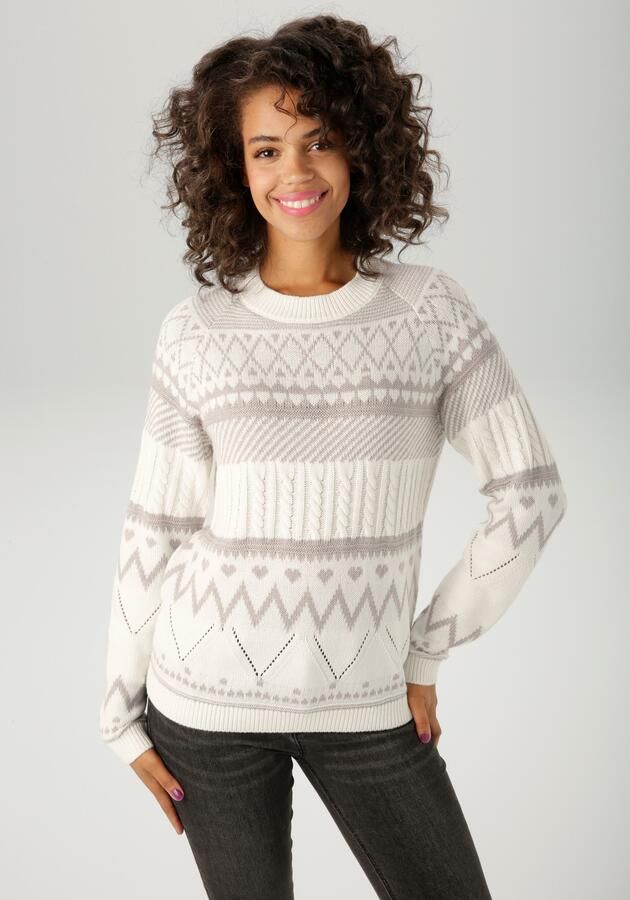 Aniston CASUAL Gebreide trui trendy motievenmix nieuwe collectie - Foto 6