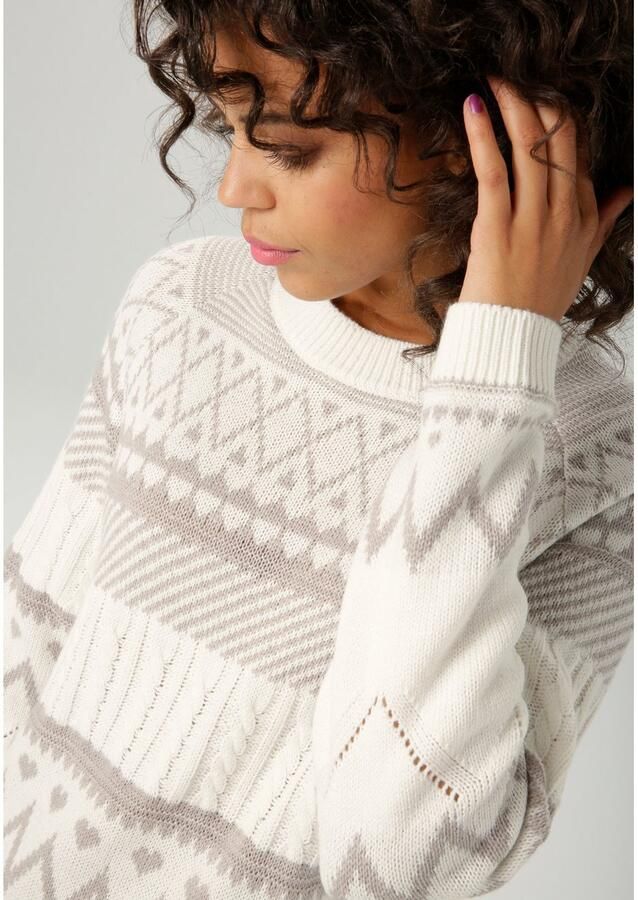 Aniston CASUAL Gebreide trui trendy motievenmix nieuwe collectie - Foto 3
