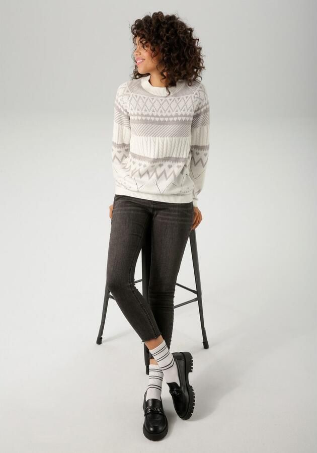 Aniston CASUAL Gebreide trui trendy motievenmix nieuwe collectie - Foto 4