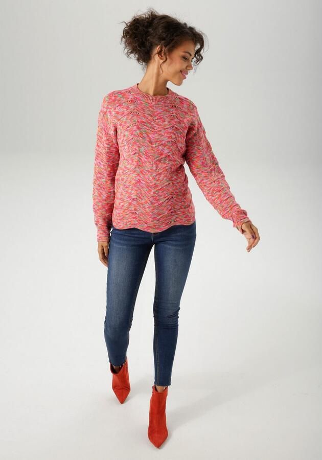 Aniston CASUAL Gebreide trui van bont spacegaren elk stuk is uniek nieuwe collectie - Foto 6