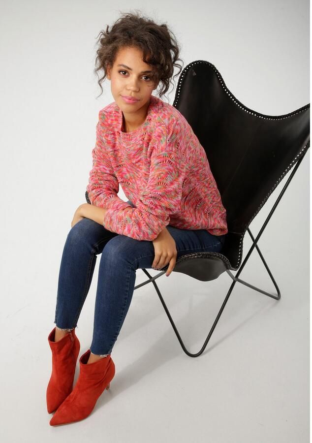 Aniston CASUAL Gebreide trui van bont spacegaren elk stuk is uniek nieuwe collectie - Foto 4