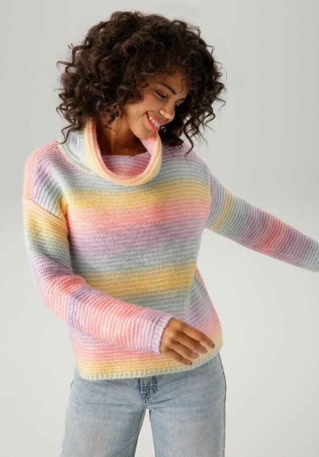 Aniston CASUAL Gebreide trui van regenboogkleurig space-garen nieuwe collectie - Foto 7
