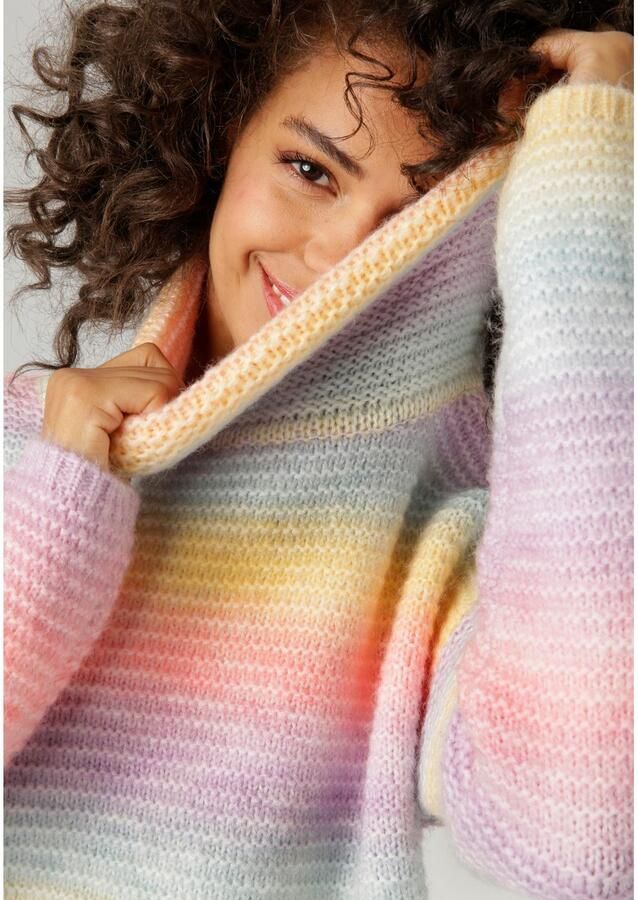 Aniston CASUAL Gebreide trui van regenboogkleurig space-garen nieuwe collectie - Foto 3