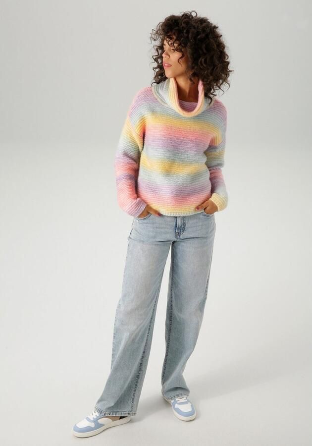 Aniston CASUAL Gebreide trui van regenboogkleurig space-garen nieuwe collectie - Foto 6
