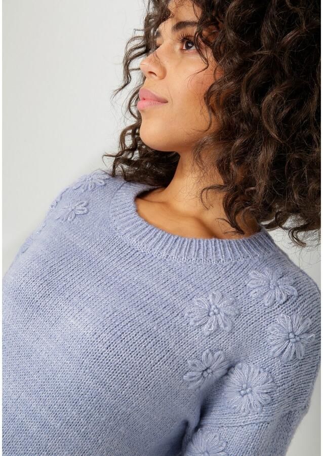 Aniston CASUAL Gebreide trui versierd met opgestikte bloe nieuwe collectie - Foto 3