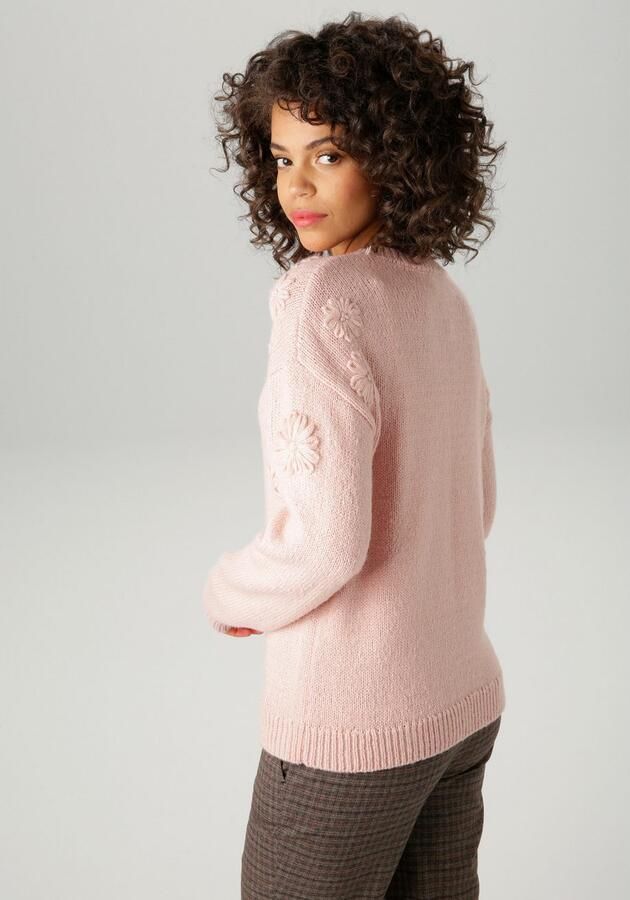 Aniston CASUAL Gebreide trui versierd met opgestikte bloe nieuwe collectie - Foto 4