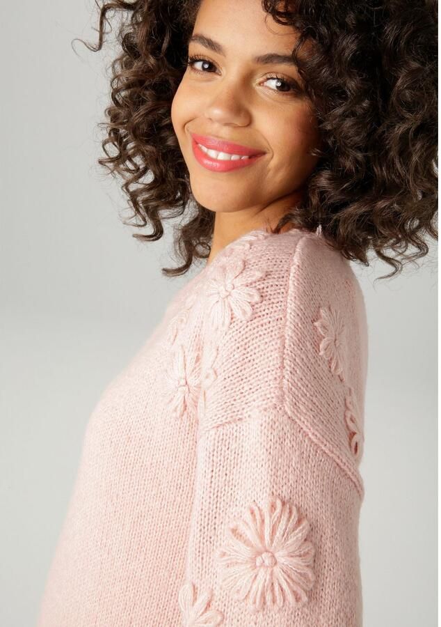 Aniston CASUAL Gebreide trui versierd met opgestikte bloe nieuwe collectie - Foto 3