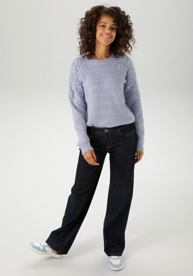 Aniston CASUAL Gebreide trui versierd met opgestikte bloe nieuwe collectie - Foto 5