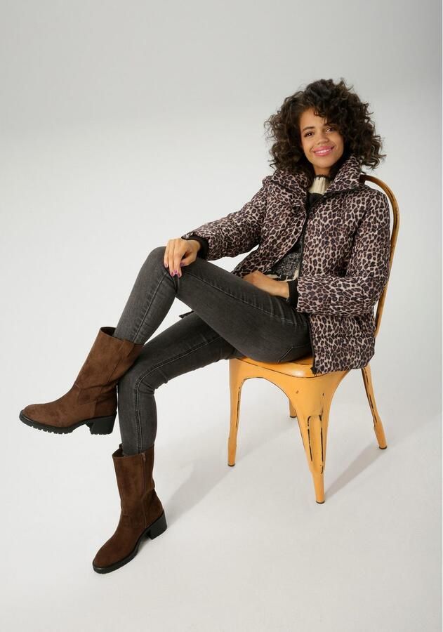 Aniston CASUAL Gewatteerde jas in trendy leoprint nieuwe collectie - Foto 4