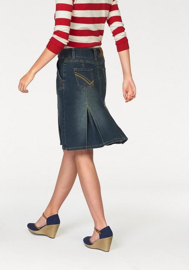 Aniston CASUAL Jeans rok met ingelegde plooien - Foto 5