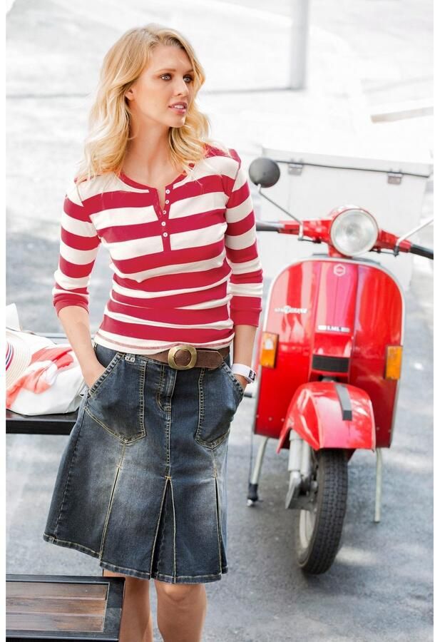 Aniston CASUAL Jeans rok met ingelegde plooien - Foto 6