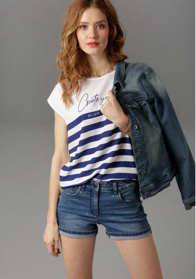 Aniston CASUAL Jeansshort met lichte slijteffecten - Foto 4