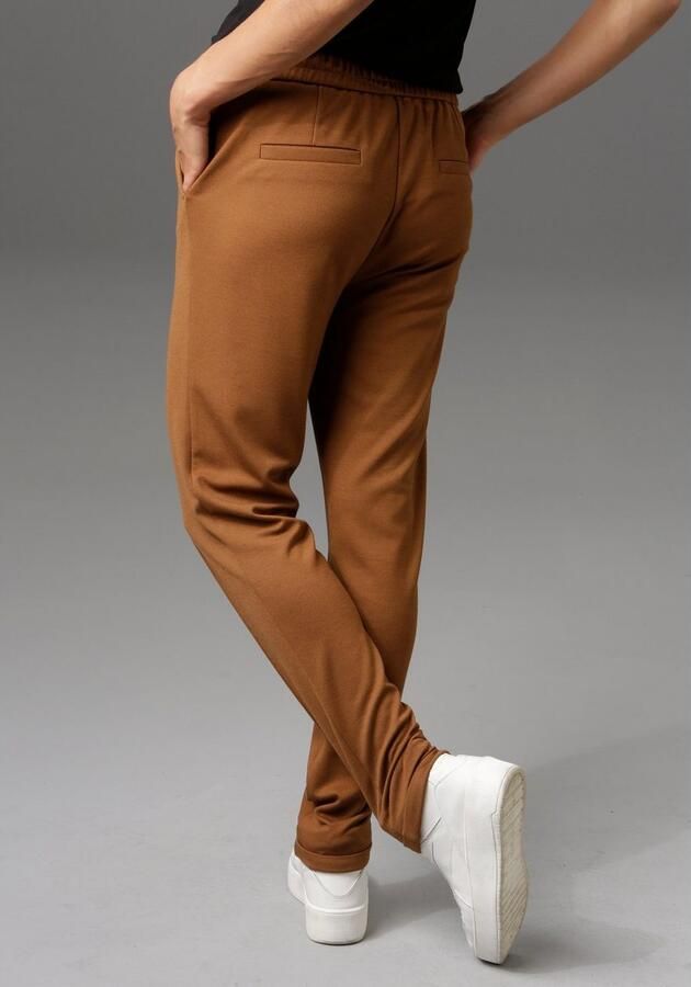 Aniston CASUAL Jerseybroek met biezen gegarneerd