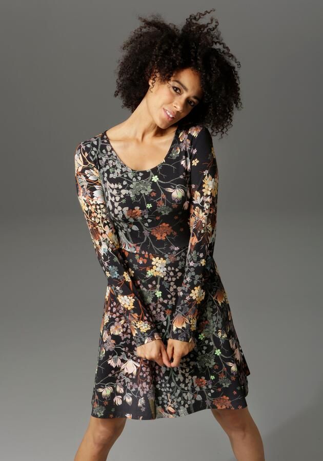 Aniston CASUAL Jerseyjurk met bloemenprint of in uni-zwart - Foto 7