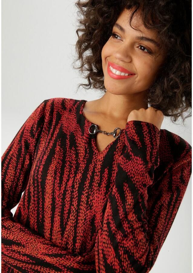 Aniston CASUAL Jerseyjurk met decoratief sierele t aan de halslijn nieuwe collectie - Foto 2