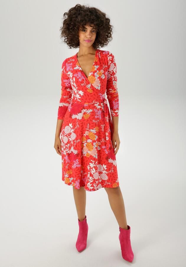 Aniston CASUAL Jerseyjurk met fantasierijke bloe print elk stuk is uniek nieuwe kollectie - Foto 7