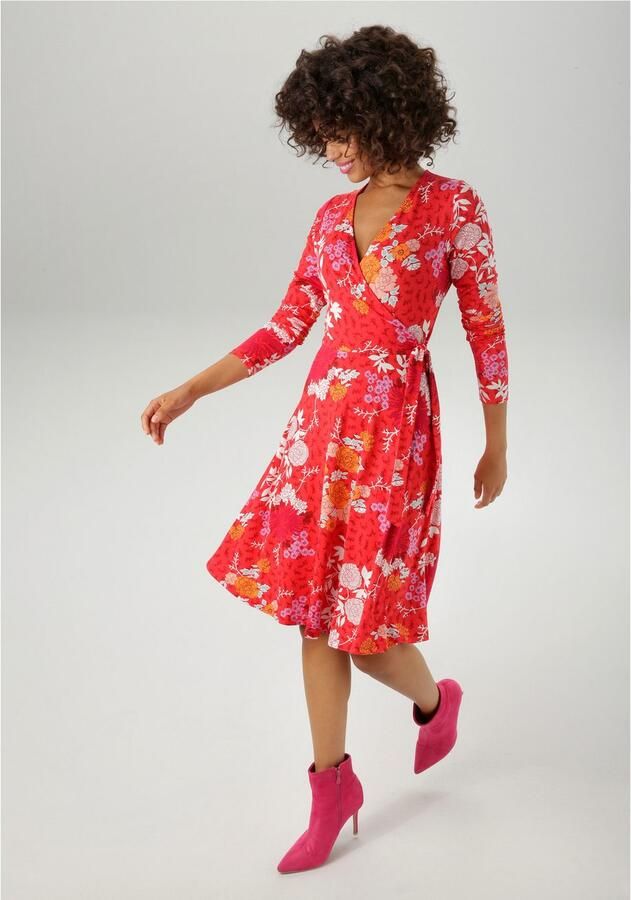 Aniston CASUAL Jerseyjurk met fantasierijke bloe print elk stuk is uniek nieuwe kollectie - Foto 3