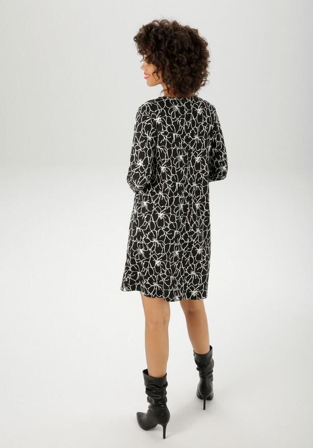 Aniston CASUAL Jerseyjurk met grafische bloe elk deel uniek nieuwe collectie - Foto 5