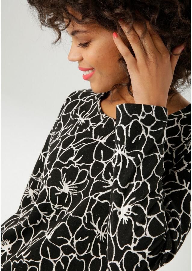Aniston CASUAL Jerseyjurk met grafische bloe elk deel uniek nieuwe collectie - Foto 2