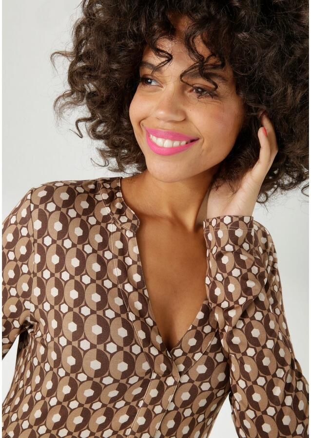 Aniston CASUAL Jerseyjurk met kleurharmonisch retro-patroon nieuwe collectie - Foto 2