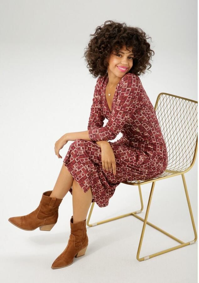 Aniston CASUAL Jerseyjurk met kleurharmonisch retro-patroon nieuwe collectie - Foto 3