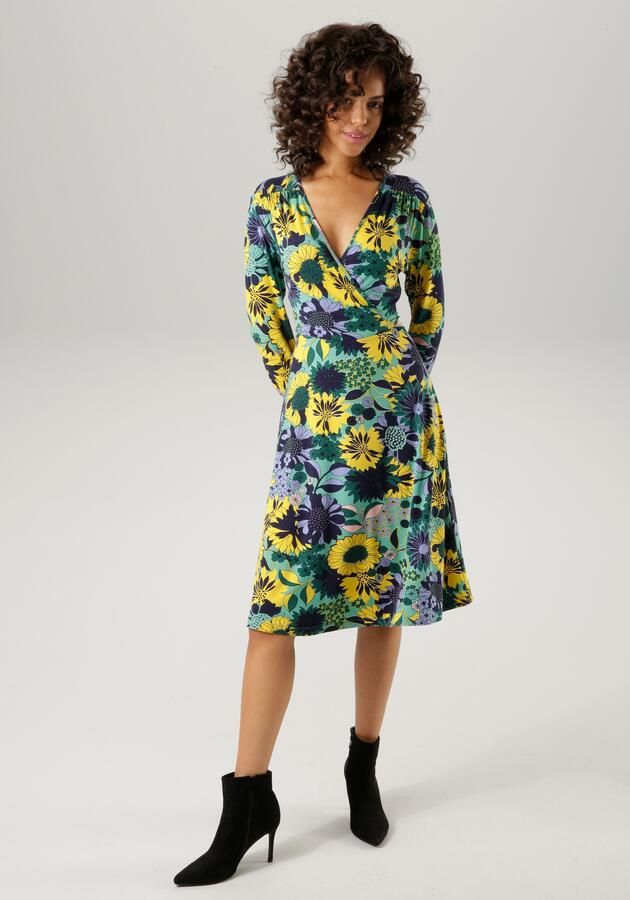 Aniston CASUAL Jerseyjurk met v-hals in wikkel-look - Foto 7